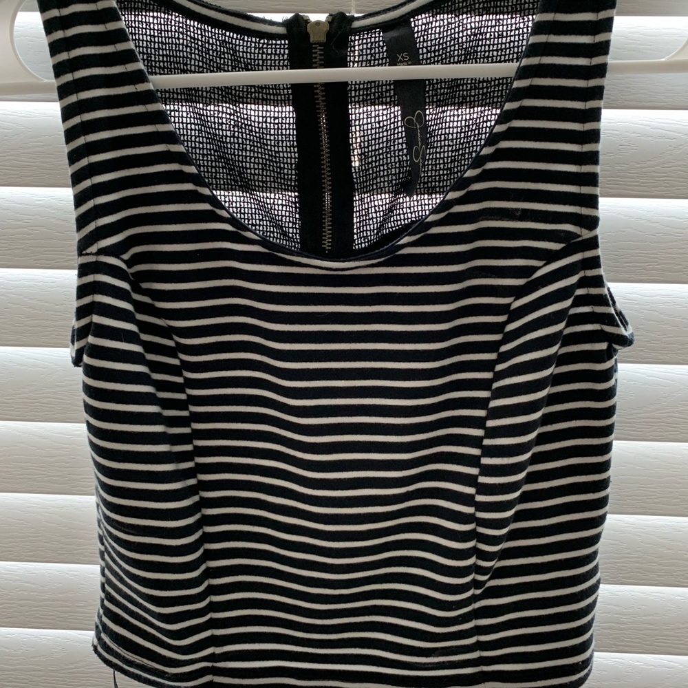 Black and White Striped Sleeveless Top